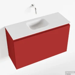 MONDIAZ OLAN 80cm Toiletmeubel Fire. LEX Wastafel Talc Midden Geen Kraangat