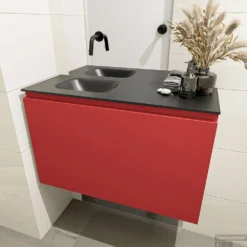 MONDIAZ OLAN 80cm Toiletmeubel Fire. LEX Wastafel Urban Links Geen Kraangat -Baden Luxe Verkoop badkamermeubel olan fire model lex urban mid 0016