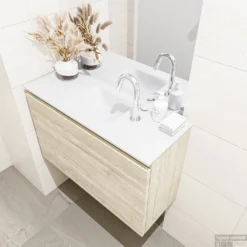 MONDIAZ OLAN 80cm Toiletmeubel Light Brown Grey. LEX Wastafel Talc Midden 1 Kraangat -Baden Luxe Verkoop badkamermeubel olan light brown grey model lex talc right 00013