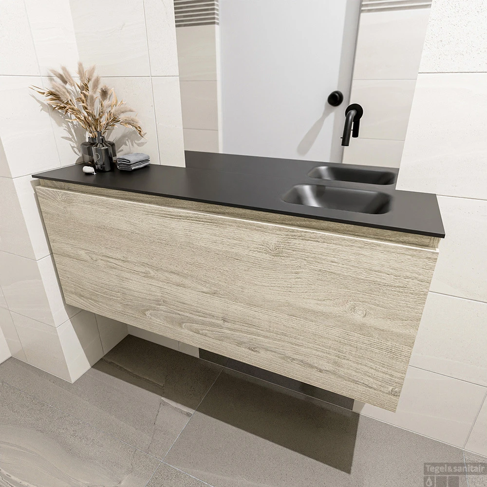 MONDIAZ OLAN 120cm Toiletmeubel Light Brown Grey. LEX Wastafel Urban Rechts Geen Kraangat 4 MONDIAZ OLAN 120cm Toiletmeubel Light Brown Grey. LEX Wastafel Urban Rechts Geen Kraangat - Afbeelding 4