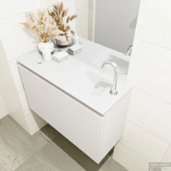 MONDIAZ OLAN 80cm Toiletmeubel Linen. LEX Wastafel Talc Rechts 1 Kraangat 7 MONDIAZ OLAN 80cm Toiletmeubel Linen. LEX Wastafel Talc Rechts 1 Kraangat -Baden Luxe Verkoop badkamermeubel olan linen model lex talc right 0017