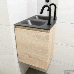 MONDIAZ OLAN 40cm Toiletmeubel Washed_oak. LEX Wastafel Urban Links 1 Kraangat -Baden Luxe Verkoop badkamermeubel olan washed oak model lex urban mid 00005