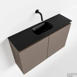 MONDIAZ TURE 80cm Toiletmeubel Smoke. EDEN Wastafel Urban Midden Geen Kraangat