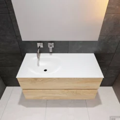 Badkamermeubel Solid Surface BWS Stockholm 100x46 Cm Links Wood Washed Oak (0 Kraangaten) -Baden Luxe Verkoop badkamermeubel solid surface bws stockholm 100x46 cm links wood washed oak 0 kraangaten pc75341179 00183 2