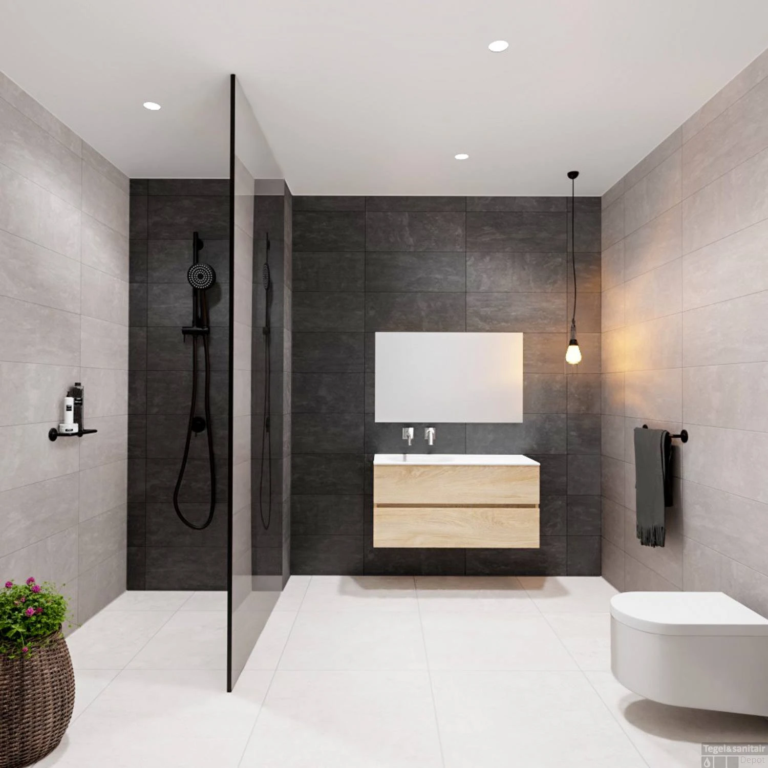 Badkamermeubel Solid Surface BWS Stockholm 100x46 Cm Links Wood Washed Oak (0 Kraangaten) - Afbeelding 5