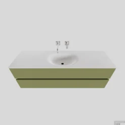 Badkamermeubel Solid Surface BWS Stockholm 150x46 Cm Midden Mat Groen (zonder Kraangat)