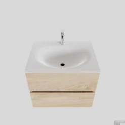 Badkamermeubel Solid Surface BWS Stockholm 60x46 Cm Wood Washed Oak (1 Kraangat)