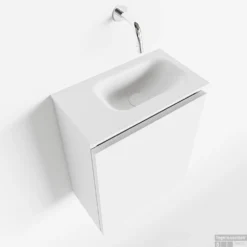 MONDIAZ TURE 40cm Toiletmeubel Talc. EDEN Wastafel Talc Rechts Geen Kraangat