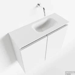 MONDIAZ TURE 60cm Toiletmeubel Talc. EDEN Wastafel Talc Rechts Geen Kraangat