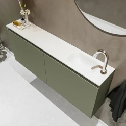 MONDIAZ TURE 120cm Toiletmeubel Army. EDEN Wastafel Talc Rechts 1 Kraangat -Baden Luxe Verkoop badkamermeubel ture army model eden talc sidetop 0029