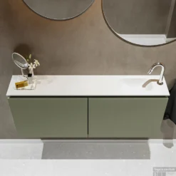 MONDIAZ TURE 120cm Toiletmeubel Army. EDEN Wastafel Talc Rechts 1 Kraangat -Baden Luxe Verkoop badkamermeubel ture army model eden talc top 0029