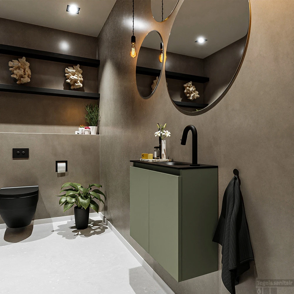 MONDIAZ TURE 60cm Toiletmeubel Army. EDEN Wastafel Urban Rechts 1 Kraangat 2 MONDIAZ TURE 60cm Toiletmeubel Army. EDEN Wastafel Urban Rechts 1 Kraangat - Afbeelding 2