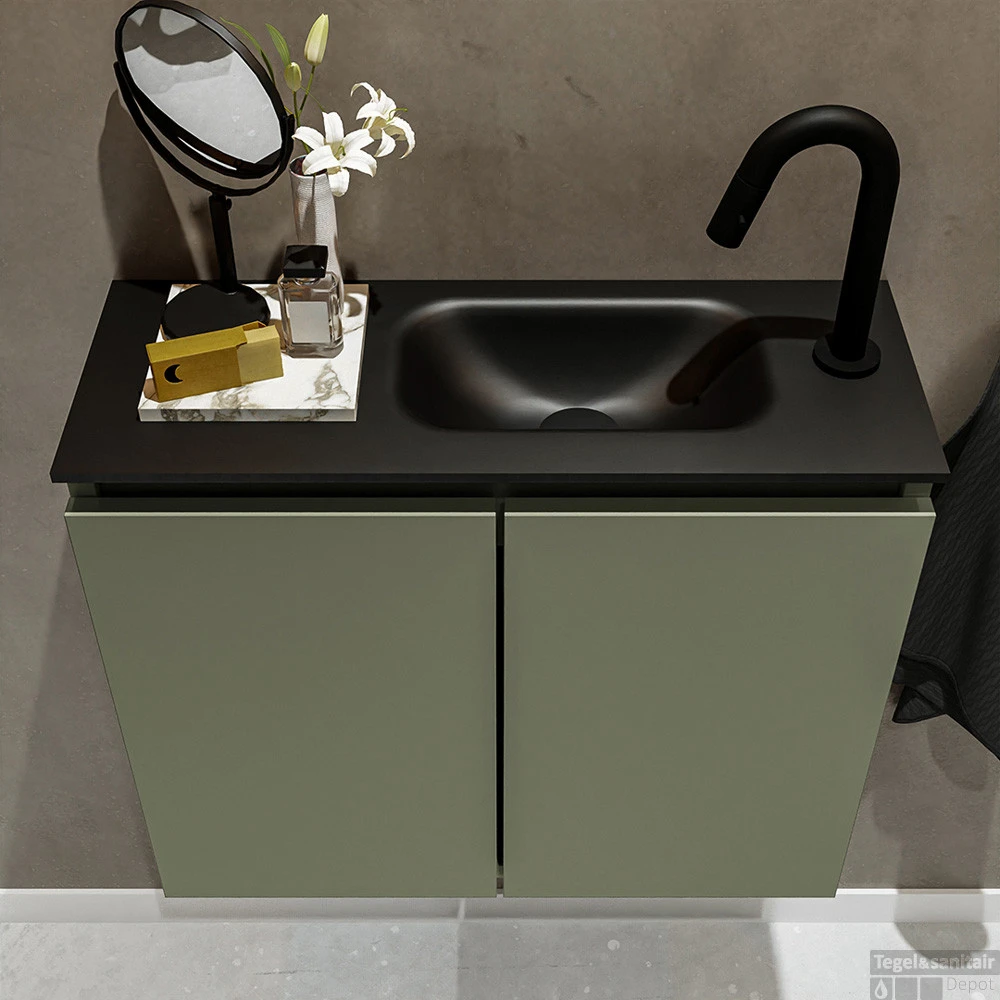 MONDIAZ TURE 60cm Toiletmeubel Army. EDEN Wastafel Urban Rechts 1 Kraangat 4 MONDIAZ TURE 60cm Toiletmeubel Army. EDEN Wastafel Urban Rechts 1 Kraangat - Afbeelding 4