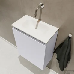 MONDIAZ TURE 40cm Toiletmeubel Cale. EDEN Wastafel Talc Midden Geen Kraangat -Baden Luxe Verkoop badkamermeubel ture cale model eden talc sidetop 0002