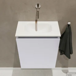 MONDIAZ TURE 40cm Toiletmeubel Cale. EDEN Wastafel Talc Midden Geen Kraangat -Baden Luxe Verkoop badkamermeubel ture cale model eden talc top 0002