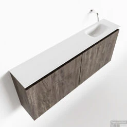 MONDIAZ TURE 120cm Toiletmeubel Dark Brown. EDEN Wastafel Talc Rechts Geen Kraangat