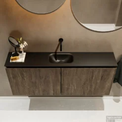 MONDIAZ TURE 120cm Toiletmeubel Dark Brown. EDEN Wastafel Urban Midden Geen Kraangat -Baden Luxe Verkoop badkamermeubel ture dark brown model eden urban top 00026