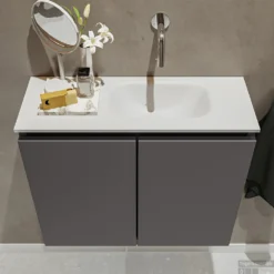MONDIAZ TURE 60cm Toiletmeubel Dark Grey. EDEN Wastafel Talc Rechts Geen Kraangat 8 MONDIAZ TURE 60cm Toiletmeubel Dark Grey. EDEN Wastafel Talc Rechts Geen Kraangat -Baden Luxe Verkoop badkamermeubel ture dark grey model eden talc top 0012
