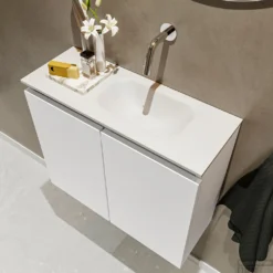 MONDIAZ TURE 60cm Toiletmeubel Talc. EDEN Wastafel Talc Rechts Geen Kraangat -Baden Luxe Verkoop badkamermeubel ture kleur model eden talc sidetop 00012