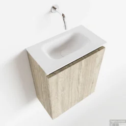 MONDIAZ TURE 40cm Toiletmeubel Light Brown Grey. EDEN Wastafel Talc Midden Geen Kraangat
