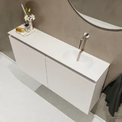 MONDIAZ TURE 100cm Toiletmeubel Linen. EDEN Wastafel Talc Rechts Geen Kraangat -Baden Luxe Verkoop badkamermeubel ture linen model eden talc sidetop 0024