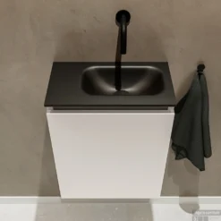 MONDIAZ TURE 40cm Toiletmeubel Linen. EDEN Wastafel Urban Rechts Geen Kraangat -Baden Luxe Verkoop badkamermeubel ture linen model eden urban top 0004