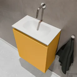 MONDIAZ TURE 40cm Toiletmeubel Ocher. EDEN Wastafel Talc Midden Geen Kraangat 7 MONDIAZ TURE 40cm Toiletmeubel Ocher. EDEN Wastafel Talc Midden Geen Kraangat -Baden Luxe Verkoop badkamermeubel ture ocher model eden talc sidetop 0002