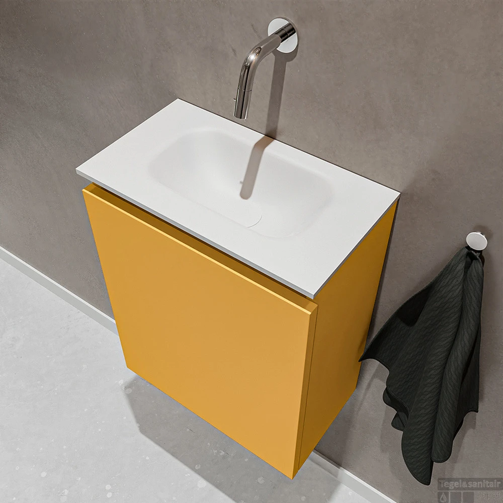 MONDIAZ TURE 40cm Toiletmeubel Ocher. EDEN Wastafel Talc Midden Geen Kraangat 3 MONDIAZ TURE 40cm Toiletmeubel Ocher. EDEN Wastafel Talc Midden Geen Kraangat - Afbeelding 3