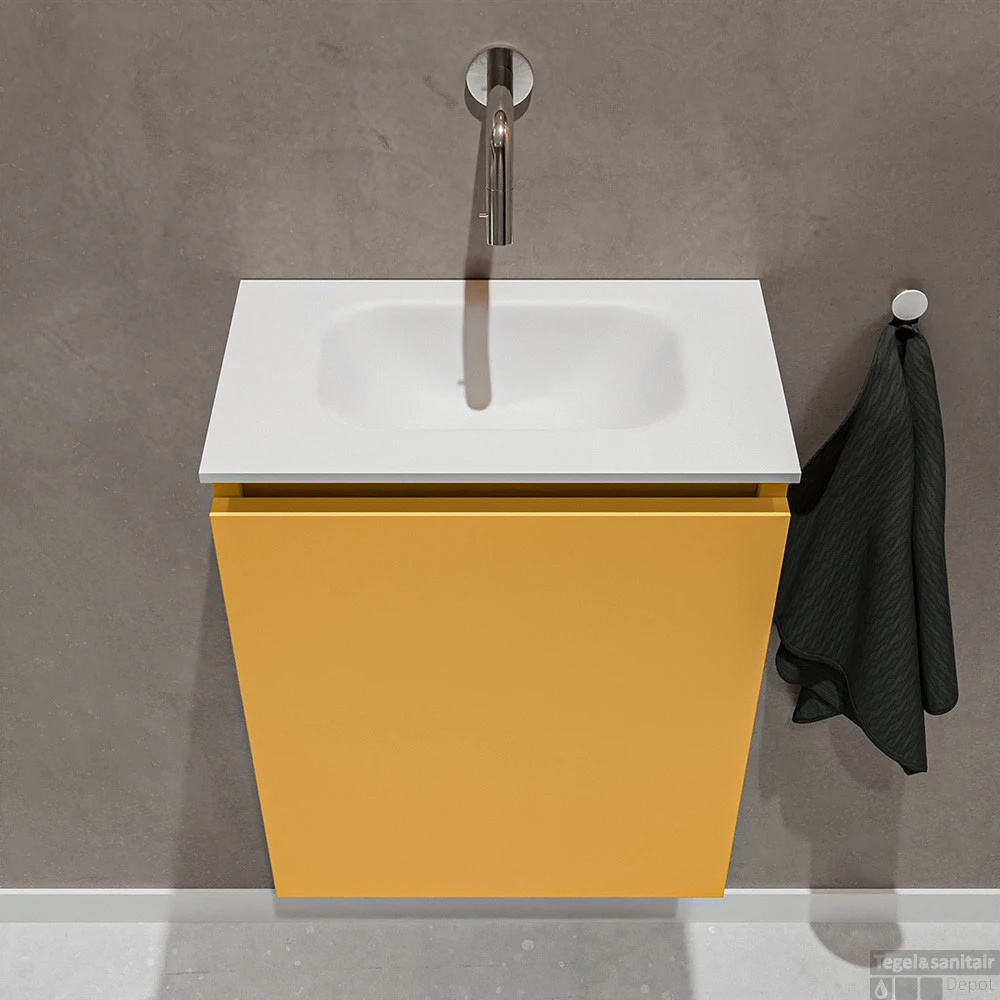 MONDIAZ TURE 40cm Toiletmeubel Ocher. EDEN Wastafel Talc Midden Geen Kraangat 4 MONDIAZ TURE 40cm Toiletmeubel Ocher. EDEN Wastafel Talc Midden Geen Kraangat - Afbeelding 4