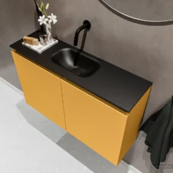 MONDIAZ TURE 80cm Toiletmeubel Ocher. EDEN Wastafel Urban Midden Geen Kraangat -Baden Luxe Verkoop badkamermeubel ture ocher model eden urban sidetop 0014