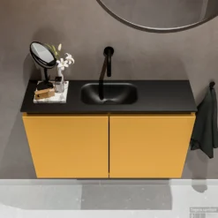 MONDIAZ TURE 80cm Toiletmeubel Ocher. EDEN Wastafel Urban Midden Geen Kraangat -Baden Luxe Verkoop badkamermeubel ture ocher model eden urban top 0014
