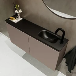 MONDIAZ TURE 100cm Toiletmeubel Smoke. EDEN Wastafel Urban Rechts 1 Kraangat -Baden Luxe Verkoop badkamermeubel ture smoke model eden urban sidetop 0023