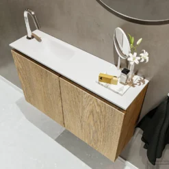 MONDIAZ TURE 80cm Toiletmeubel Washed Oak. EDEN Wastafel Talc Links 1 Kraangat 7 MONDIAZ TURE 80cm Toiletmeubel Washed Oak. EDEN Wastafel Talc Links 1 Kraangat -Baden Luxe Verkoop badkamermeubel ture washed oak model eden talc sidetop 00015