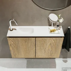 MONDIAZ TURE 80cm Toiletmeubel Washed Oak. EDEN Wastafel Talc Links 1 Kraangat 8 MONDIAZ TURE 80cm Toiletmeubel Washed Oak. EDEN Wastafel Talc Links 1 Kraangat -Baden Luxe Verkoop badkamermeubel ture washed oak model eden talc top 00015