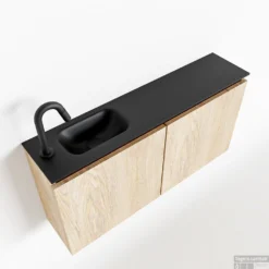 MONDIAZ TURE 100cm Toiletmeubel Washed Oak. EDEN Wastafel Urban Links 1 Kraangat