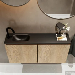 MONDIAZ TURE 100cm Toiletmeubel Washed Oak. EDEN Wastafel Urban Links 1 Kraangat -Baden Luxe Verkoop badkamermeubel ture washedoak model eden urban top 00021