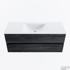 MONDIAZ VICA 120cm Badmeubel Onderkast Antracite 2 Lades. Wastafel CLOUD Midden 1 Kraangat, Kleur Talc.