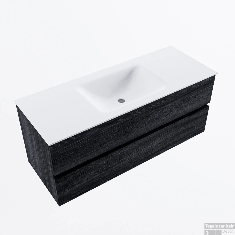 MONDIAZ VICA 120cm Badmeubel Onderkast Antracite 2 Lades. Wastafel CLOUD Midden 1 Kraangat, Kleur Talc. 4 MONDIAZ VICA 120cm Badmeubel Onderkast Antracite 2 Lades. Wastafel CLOUD Midden 1 Kraangat, Kleur Talc. - Afbeelding 4