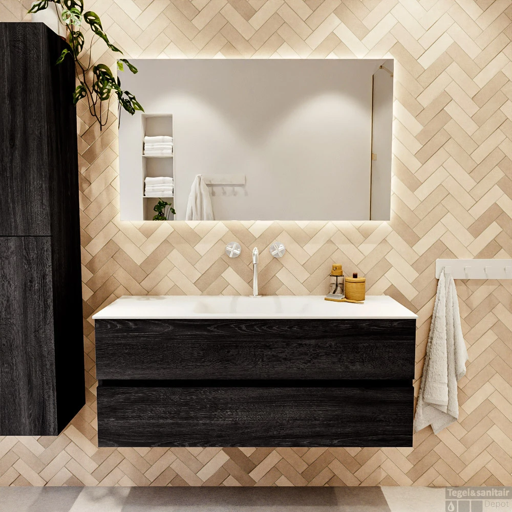 MONDIAZ VICA 120cm Badmeubel Onderkast Antracite 2 Lades. Wastafel CLOUD Midden 1 Kraangat, Kleur Talc. 5 MONDIAZ VICA 120cm Badmeubel Onderkast Antracite 2 Lades. Wastafel CLOUD Midden 1 Kraangat, Kleur Talc. - Afbeelding 5