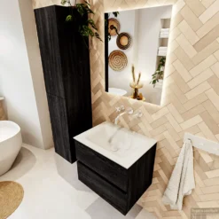 MONDIAZ VICA 60cm Badmeubel Onderkast Antracite 2 Lades. Wastafel CLOUD Midden Zonder Kraangat, Kleur Talc Met Spiegel LED. 10 MONDIAZ VICA 60cm Badmeubel Onderkast Antracite 2 Lades. Wastafel CLOUD Midden Zonder Kraangat, Kleur Talc Met Spiegel LED. -Baden Luxe Verkoop badkamermeubel vica antracite cloud talc set2 0003