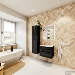 MONDIAZ VICA 60cm Badmeubel Onderkast Antracite 2 Lades. Wastafel CLOUD Midden Zonder Kraangat, Kleur Talc Met Spiegel LED. 14 MONDIAZ VICA 60cm Badmeubel Onderkast Antracite 2 Lades. Wastafel CLOUD Midden Zonder Kraangat, Kleur Talc Met Spiegel LED. -Baden Luxe Verkoop badkamermeubel vica antracite cloud talc set4 0003