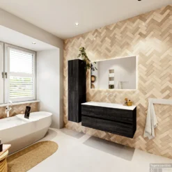 MONDIAZ VICA 110cm Badmeubel Onderkast Antracite 2 Lades. Wastafel Moon Midden Zonder Kraangat, Kleur Talc Met Spiegel LED. 14 MONDIAZ VICA 110cm Badmeubel Onderkast Antracite 2 Lades. Wastafel Moon Midden Zonder Kraangat, Kleur Talc Met Spiegel LED. -Baden Luxe Verkoop badkamermeubel vica antracite moon talc set4 0019