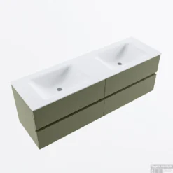 MONDIAZ VICA 150cm Badmeubel Onderkast Army 4 Lades. Wastafel CLOUD Dubbel 2 Kraangaten, Kleur Talc. -Baden Luxe Verkoop badkamermeubel vica army cloud talc google2 0074