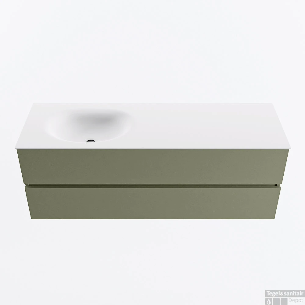 MONDIAZ VICA 140cm Badmeubel Onderkast Army 2 Lades. Wastafel MOON Links 1 Kraangat, Kleur Talc. 1 MONDIAZ VICA 140cm Badmeubel Onderkast Army 2 Lades. Wastafel MOON Links 1 Kraangat, Kleur Talc.