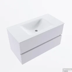 MONDIAZ VICA 90cm Badmeubel Onderkast Cale 2 Lades. Wastafel CLOUD Midden Zonder Kraangat, Kleur Talc. -Baden Luxe Verkoop badkamermeubel vica cale cloud talc google2 0009