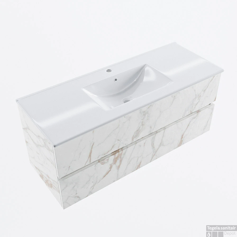 MONDIAZ VICA 120cm Badmeubel Onderkast Carrara 2 Lades. Wastafel DENIA Midden 1 Kraangat, Kleur Glanzend Wit. 4 MONDIAZ VICA 120cm Badmeubel Onderkast Carrara 2 Lades. Wastafel DENIA Midden 1 Kraangat, Kleur Glanzend Wit. - Afbeelding 4