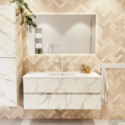 MONDIAZ VICA 120cm Badmeubel Onderkast Carrara 2 Lades. Wastafel DENIA Midden 1 Kraangat, Kleur Glanzend Wit. 11 MONDIAZ VICA 120cm Badmeubel Onderkast Carrara 2 Lades. Wastafel DENIA Midden 1 Kraangat, Kleur Glanzend Wit. -Baden Luxe Verkoop badkamermeubel vica carrara denia talc set1 0005