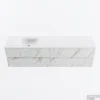 MONDIAZ VICA 180cm Badmeubel Onderkast Carrara 4 Lades. Wastafel MOON Links Zonder Kraangat, Kleur Talc.