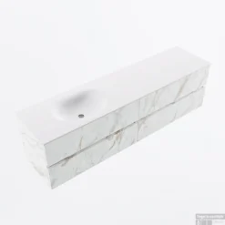 MONDIAZ VICA 180cm Badmeubel Onderkast Carrara 4 Lades. Wastafel MOON Links Zonder Kraangat, Kleur Talc. -Baden Luxe Verkoop badkamermeubel vica carrara moon talc google2 0093