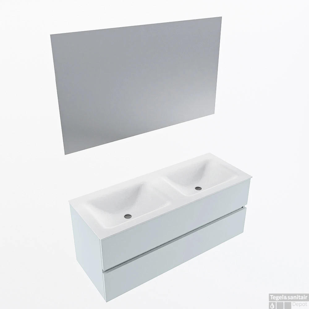 MONDIAZ VICA 120cm Badmeubel Onderkast Clay 2 Lades. Wastafel CLOUD Dubbel 2 Kraangaten, Kleur Talc Met Spiegel LED. 1 MONDIAZ VICA 120cm Badmeubel Onderkast Clay 2 Lades. Wastafel CLOUD Dubbel 2 Kraangaten, Kleur Talc Met Spiegel LED.